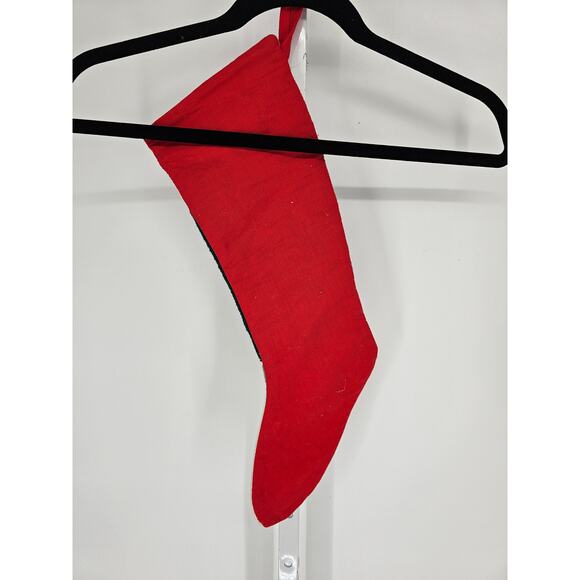 Christmas Stocking Santa Toy Bag Train Handmade Needlepoint Wool Tapestry VTG - Picture 3 of 3